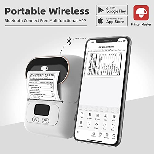 Image of Phomemo M110 Bluetooth Thermal Label Maker Machine, Wireless Portable Address Mailing Barcodes Sticker Small Label Printer, Compatible with Android & iOS Apply to Price Tag, Clothing, Jewelry, Retail