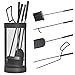 Produktbild Outsunny Kaminbesteck Set 5-teilig Kaminzubehör mit Besen, Schaufel, Zange, Schürhaken und Korb, Kamingarnitur, Metall, Schwarz