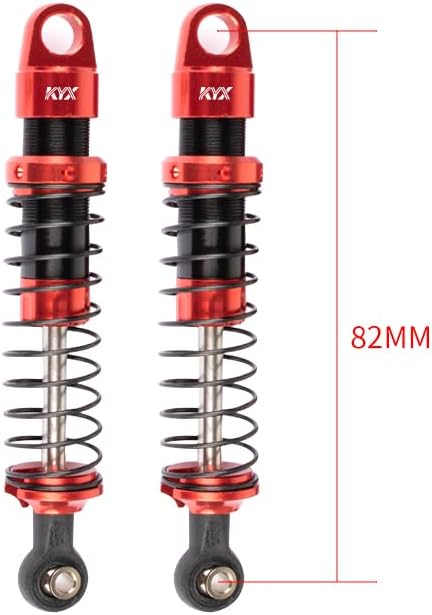 KYX Racing CNC Machined Aluminum 82mm Black Front Rear Suspension Shocks Upgrades Parts Accessories for 1/18 RC Crawler Car Axial UTB18 Capra Unlimited Trail Buggy (Red)
