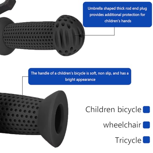 Image of Proberos Bike Handle Grips, 3.9 inches Soft Silicone Grip, Porous Silicone Anti-Slip Grip Universal Children's Bicycle Grips for Scooter, Tricycle, Children's Balance Bike (Black)