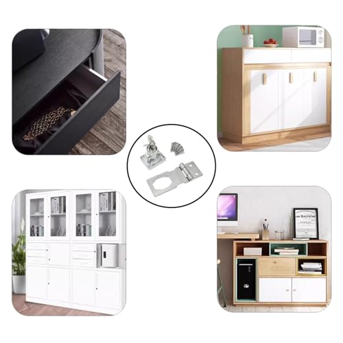 Image of 2PCS Silver Metal Twist Knob Key Lock Fob 66x31mm Folding Box Buckle Hardware Padlocks Hasp Suitable for Door and Cabinet