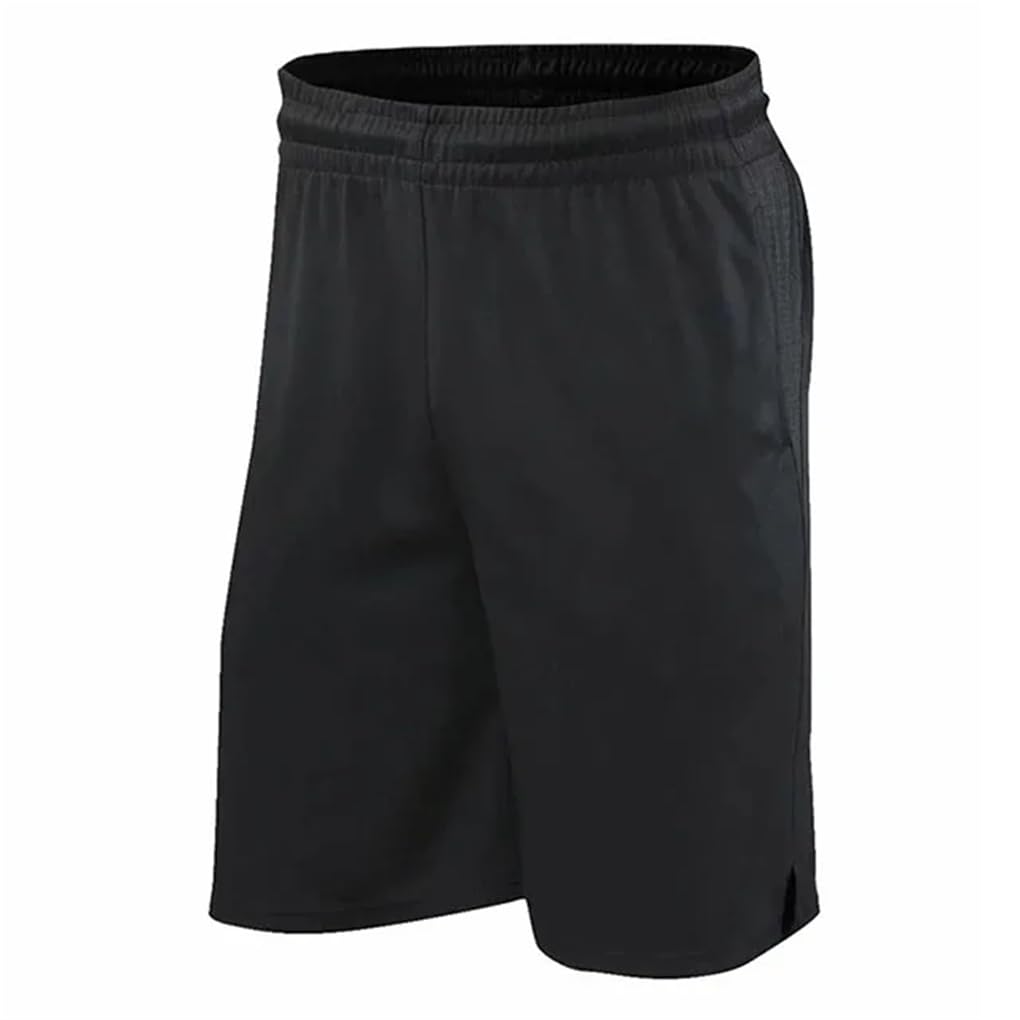 REHJJDFD Men Solid Sports Shorts with Pockets Running Jogging Short Pants Athletic Shorts Black 3XL
