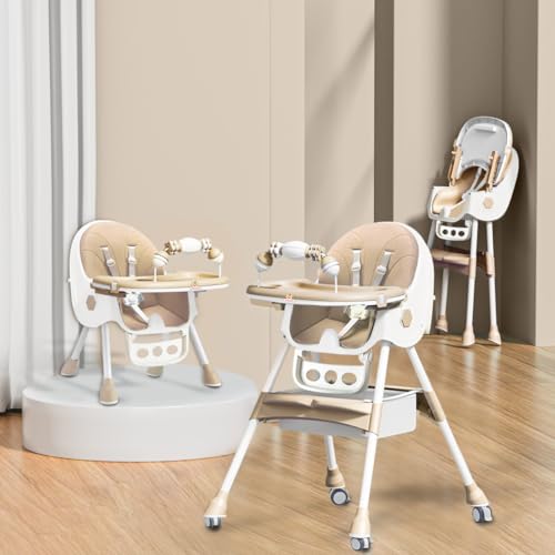 Image of Infantso Feed-X (5-in-1) Baby High Chair /Baby Feeding Chair with Foot Support for 0 to 5 Years Baby, High /Feeding Chair Foldable, Height Adjustable, Safety Harness, Wheels, Cushion, Portable Chair