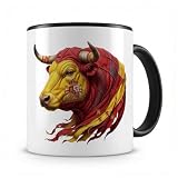 Samunshi® Tasse Stier Spanien Tasse für Fans von Spanien und Kaffee Tee Teetasse oder Kaffetasse schwarz 300ml