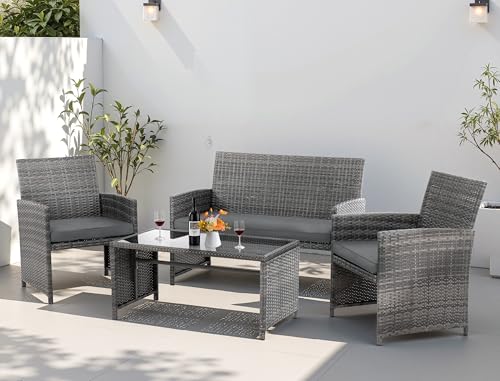 Shintenchi 4-Piece Wicker Conversation Set