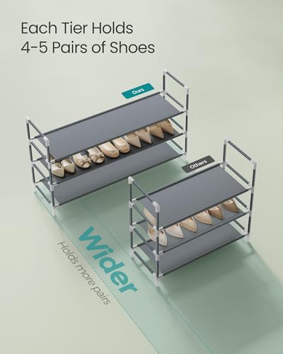 Image of SONGMICS 3-Tier Shoe Rack, Shoe Storage for Hallway Closet, Slim and Space-Saving, Metal Frame, Non-Woven Fabric Shelves, Grey ULSH053G01V1