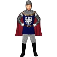 Costume Chevalier Médiéval Garçon WIDMANN – Ensemble 2 Pièces Bleu Foncé + Capuche Cotte De Mailles – Carnaval & Jeux