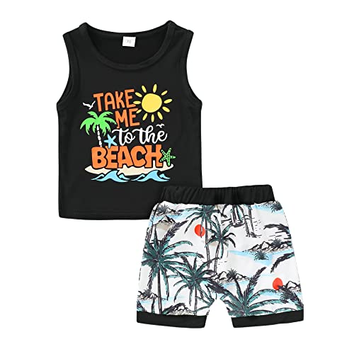 YOUNGER TREE Toddler Baby boy summer clothes Beaches Love Me Sleeveless Vest Tops+Shorts Kid Casual outfits