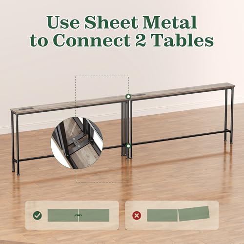 SUPERJARE 102.4 inch Narrow Behind Couch Table with Charging Stations by SUPERJARE - Used condition - Image 9