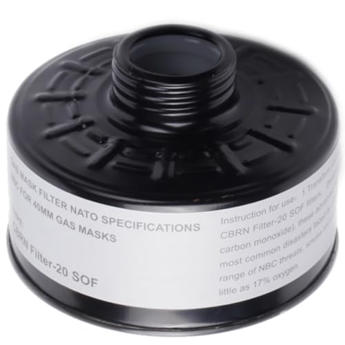 NBC Gas Mask Filter, CBRN 40mm Gas Mask Filters for Gas Mask, Single 40mm Activated Carbon Filter for Chemicals, Vapors, Gases, Dust, Industry, 20-Year Shelf Life