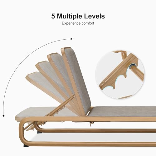 Image of PURPLE LEAF Outdoor Chaise Lounge Chairs with with Pull-Out Table Teak