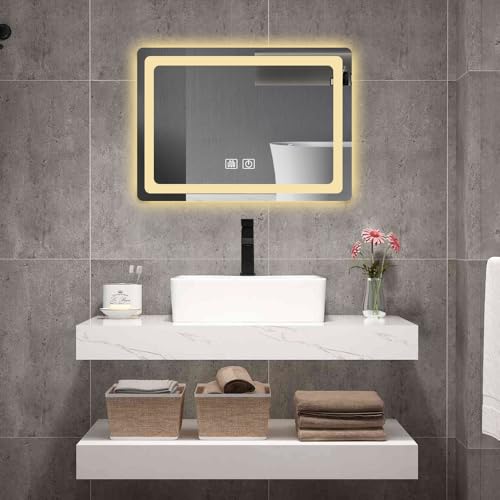 Yestar 27 Inches Led Bathroom Vanity Mirror – Polished Crystal, Smart Lighted Wall Mirror with Natural Lighting,-Fog, Dimmable for Makeup & Shaving