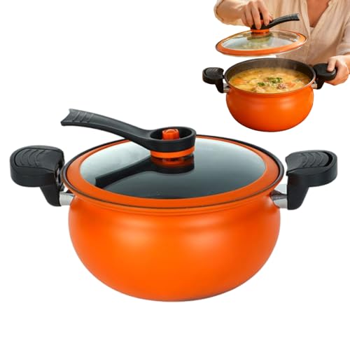 Derwrtup Ollas de cocina con tapa - Olla a presión grande y profunda, ollas de cocina, utensilios de cocina, olla antiadherente, para cocinas de gas, eléctricas e inducción, cerámica, sopa y pasta