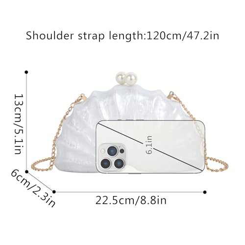 Image of Women Seashell Evening Bag Purse Mermaid Chain Strap Clutch Handbag Shoulder Bag | Seashell