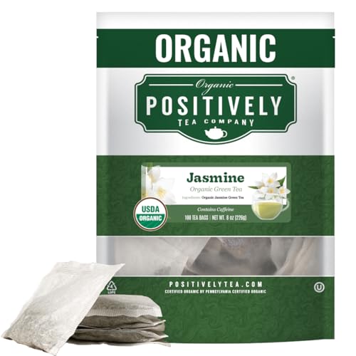 Image of Positively Tea, Organic Jasmine Green Tea, 100 Ct Tea Bag Value Pack