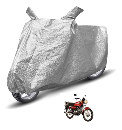 Image of Auto Hub Waterproof Bike Cover Compatible with Hero CD Dawn Dustproof, UV Protection Two Wheeler Bike CD Dawn Cover - Metallic Silver