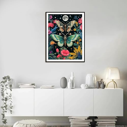 Image of SANYUN Diamond Painting Kits for Adults,5D Butterfly Diamond Art Kits for Beginners,Full Round Drill Flowers Gem Art Painting,Perfect for Gift and Home Wall Decor 12''W x 16''L