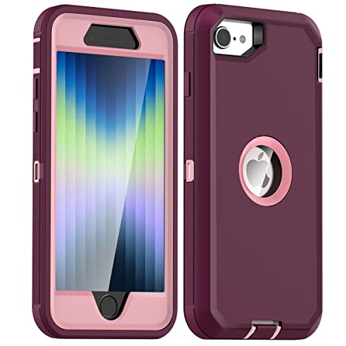 AICase Funda para iPhone se 2020/iphone 8/7 Carcasa Protectora Funda Anti-Caídas,Funda de protección Triple Capa para iPhone SE 2020/ iPhone 8/iPhone 7 (  Púrpura/Rosa)