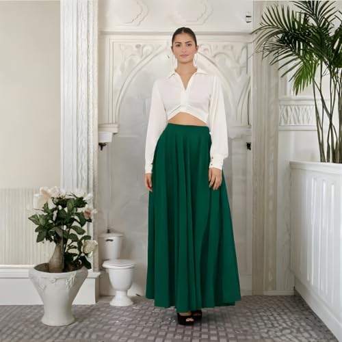 Image of JYESHTA Women's American Crepe Flared A Line Stitched Long Skirt with 12 Mtr Flare 40 in Height | Skirts for Women Long Length | Long Skirts for Girls