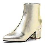 JOEUSTY Women's Fashion Dressy Ankle Boots Round Toe Lace Up Zip Western Chelsea Low Heel Dress Short Bootie