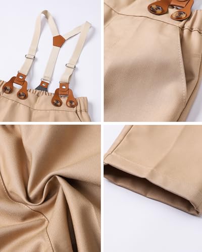 Image of SANGTREE Baby Suits for Boys Gentleman Wedding Outfits Long Sleeve Dress Shirt Suspender Pants Bowtie Boy Clothes Set, 1-6T