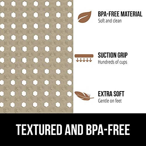 Gorilla Grip Patented Shower And Bath Mat, 35X16, Machine Washable Bathtub Mats, Extra Large Bathmat, Drain Holes And Suction Cups To Keep Floor Clean, Soft On Feet, Bathroom Accessories, Beige Opaque #TOP4