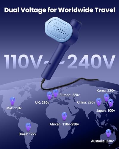 Image of Travel Steamer for Clothes, 110-240V Dual Voltage Portable Steamer | 1200W Fast Heat in 15s, 140ml Tank, 5 Fabric Settings, 2 in 1 Handheld Garment Steamer & Iron for Business, Global and Europe