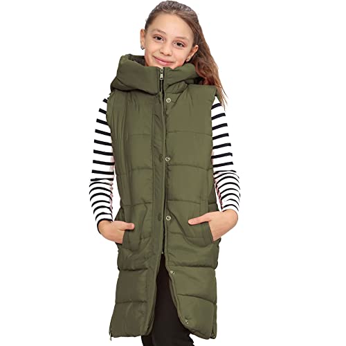 A2Z 4 Kids Girls Hooded Padded Gilet 934 Khaki 9-10
