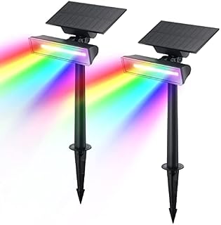 Linkind Solar Garden Lights,54-LED Solar Spot Lights Outdoor, RGB Solar Powered Wall Washer Lights Waterproof,Adjustable,Auto On/Off for Christmas Decor Pathway Tree Wall Garden Building 2 Pack