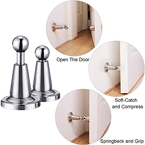 Soft-Catch Magnetic Door Holder Magnetic Doorstops Stainless Steel Wall Mount Door Stop (1) #TOP2