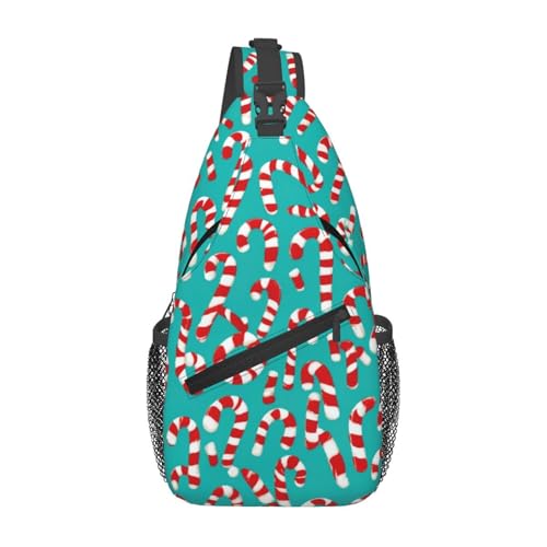 Sweet Candy - Bolsa cruzada con estampado de telón de fondo en diagonal, correa ajustable, bolsa cruzada compacta, bolsa de viaje, color negro, talla única, Negro, One Size