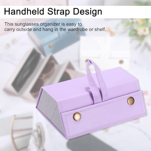 Image of PATIKIL Travel Sunglasses Organizer, 3 Slots Foldable Sunglasses Holder Leather Sunglass Storage Organizer Case