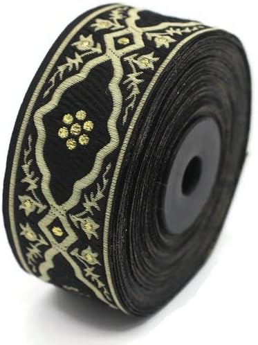 11 Yard Spool 1.37 inches Black Andalusia Jacquard Ribbon Upholstery Fabric Woven Dekorband Trim Drapery Making
