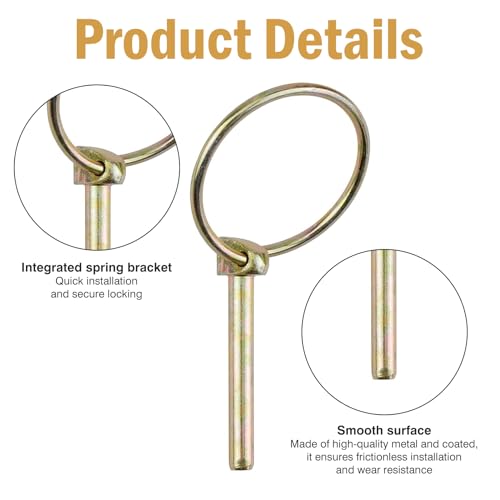 4Stück Klappsplint,Sicherungsstift,Splinte Sortiment,Rostfrei Ackerschiene Kat 2,Langlebig Federsplint,Gelb Verzinkter Sicherungsbolzen Mit Federhalterung Für Anhänger Traktoren Boote (4.5*40mm)