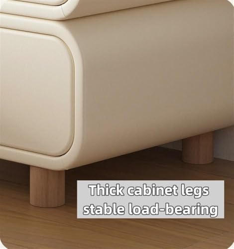 Modern White Nightstand with Leather Drawer, Versatile Bedside Storage Cabinet, Ideal Side Table for Bedroom, Living Room, Office, Stylish 45 cm Furniture Solution