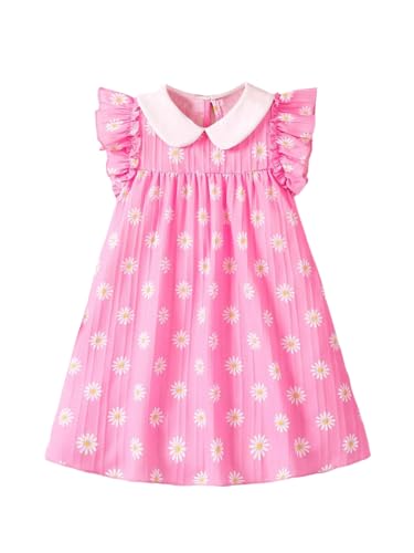 Image of TAGAS Floral Print Mesh Insert Ruffle Trim Belted Dress||Frock for Girls||Sleeve Less Dress for ||Fency Dress||(KD-144)