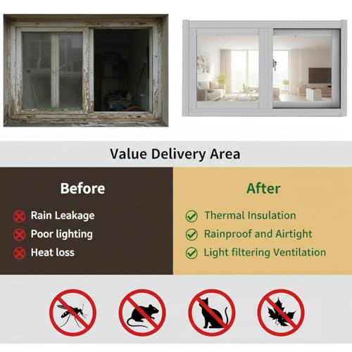 Ventana deslizante de vinilo negra para sótano en varias medidas de 30x12 a 32x16 pulgadas 7