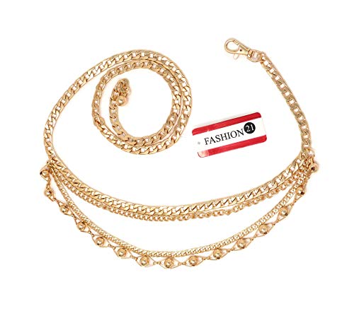 Women's Dressy, Casual Hang Low Multi Link Chain 4 Layer Waist Chain Belt In Gold, Silver Tone (Type 1 / Gold) #TOP1