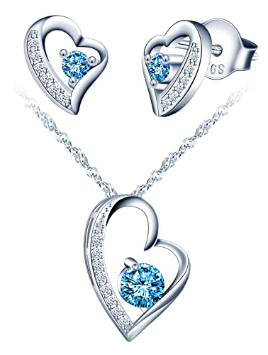 Conjunto de collar y pendientes de plata S925 Yumilok con diseño de corazón hueco rosa