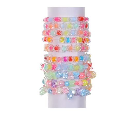 Image of ambitieux Bracelet Making Craft Kit 12 Types of Colorful 400+ pcs of Plastic Beads with Elastic -(Colorfull with 8 mm) (Multicolor 4)