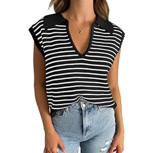 Yousify Summer Sweaters for Women 2025 V Neck Cap Sleeve Tops Sleeveless Spring Clothes Sweater Vest S-2XL