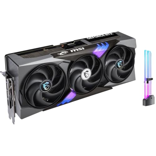 msi GeForce RTX 5090 Gaming Trio OC Triple Fan Graphics Card, 32GB GDDR7, 3352 AI Tops, DLSS 4, AI Content Creation, Local LLM Inference, 28 Gbps, 512-bit, DP 2.1b x3, HDMI 2.1b, with GPU Holder