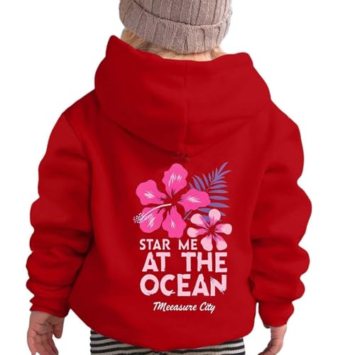 Cute Hoodies For Teen Girls Trendy Fleece Casual Navy Blue Sweatshirt Girls Hooded Long Sleeve Letter Print Fall Red Hoodie Kids Red 5-6 Years Back To School Outfits For Teen Girls
