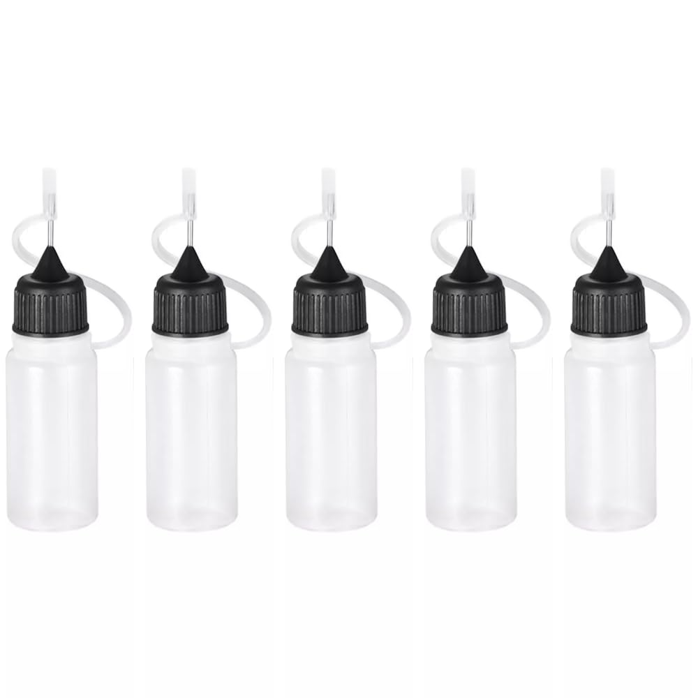 Wizard Vapes 5 x Empty Plastic Squeezable Liquid Dropper Filling Bottles E-Juice Quiling Oil Needle Tip LDPE (Black, 10ml)