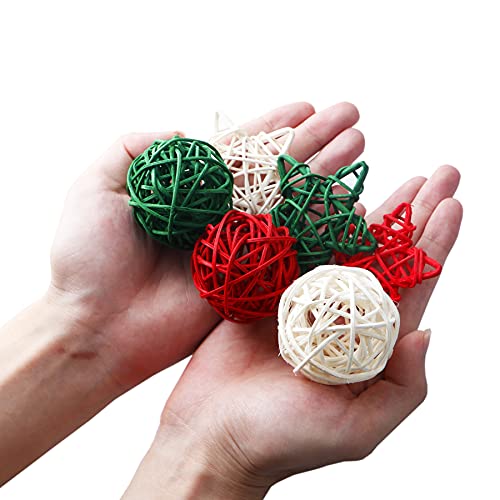 Stmk 30 Pcs Christmas Rattan Balls Decoration, 2.36 Inch Star Shaped Wicker Balls & 2 Inch Red White And Green Wicker Balls For Christmas Home Decor Diy Vase Bowl Filler Ornament Table Decorations #TOP2