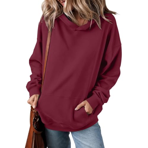 Oversized Hoodies for Women Cute Fall Plain Fleece Pullover Sweatshirts - image 2