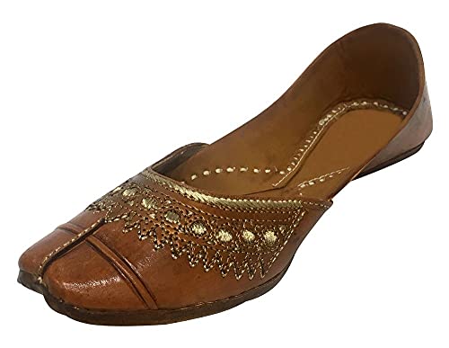 Step n Style Flip Flop Punjabi Jutti Khussa Shoes Leather Shoes Jooti Loafers Shoes Tan