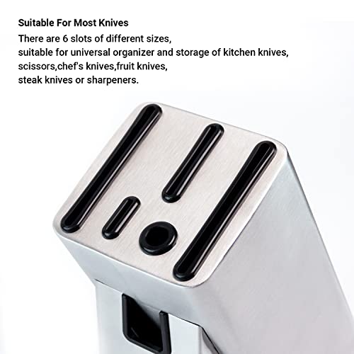 Kaukko Stainless Steel Knife Holder, Modern Design Knife Block, Universal Knife Storage Organizer, Strong And Durable Knife Holder Counter-Top Storage With Scissors-Slot (Knives Not Included) #TOP4