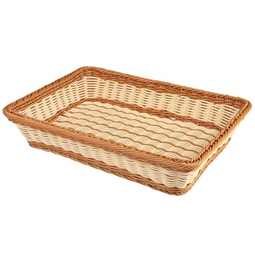 RT&BS Cesto per il pane in vimini, Cesti Natalizi per alimenti, Cesti ecologici intrecciati a mano per conservare Pane, Verdura, Frutta e Snack in Cucina, Ristorante, Negozio (Bicolor, G)