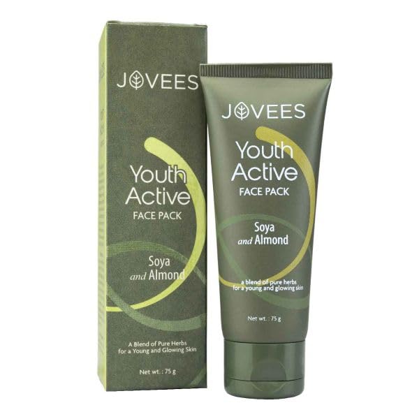 Jovees Herbal Youth Active Face Pack | With Argan & Almond Oil | Makes Your Skin Firm | Fine Lines | Lightens Suntan, Dark Spots & Pigmentation | For All Skin Type | 75g
